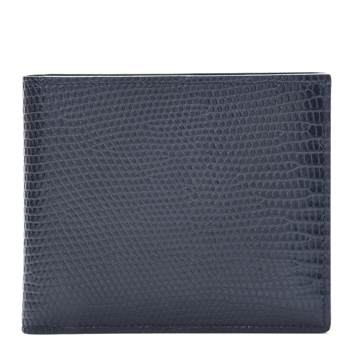 Bottega Veneta Lizard Bi-Fold Wallet Navy Blue 1 of 8