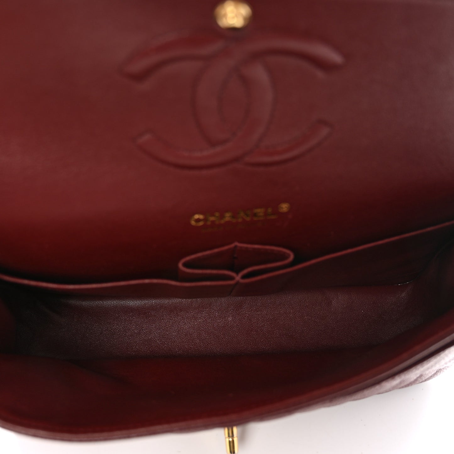 Caviar Quilted Medium Double Flap Burgundy