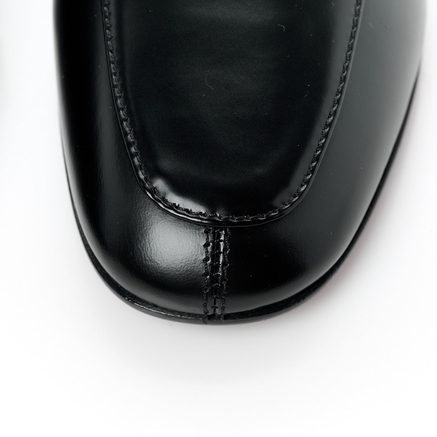 Shiny Calfskin Logo Loafers 35 Black
