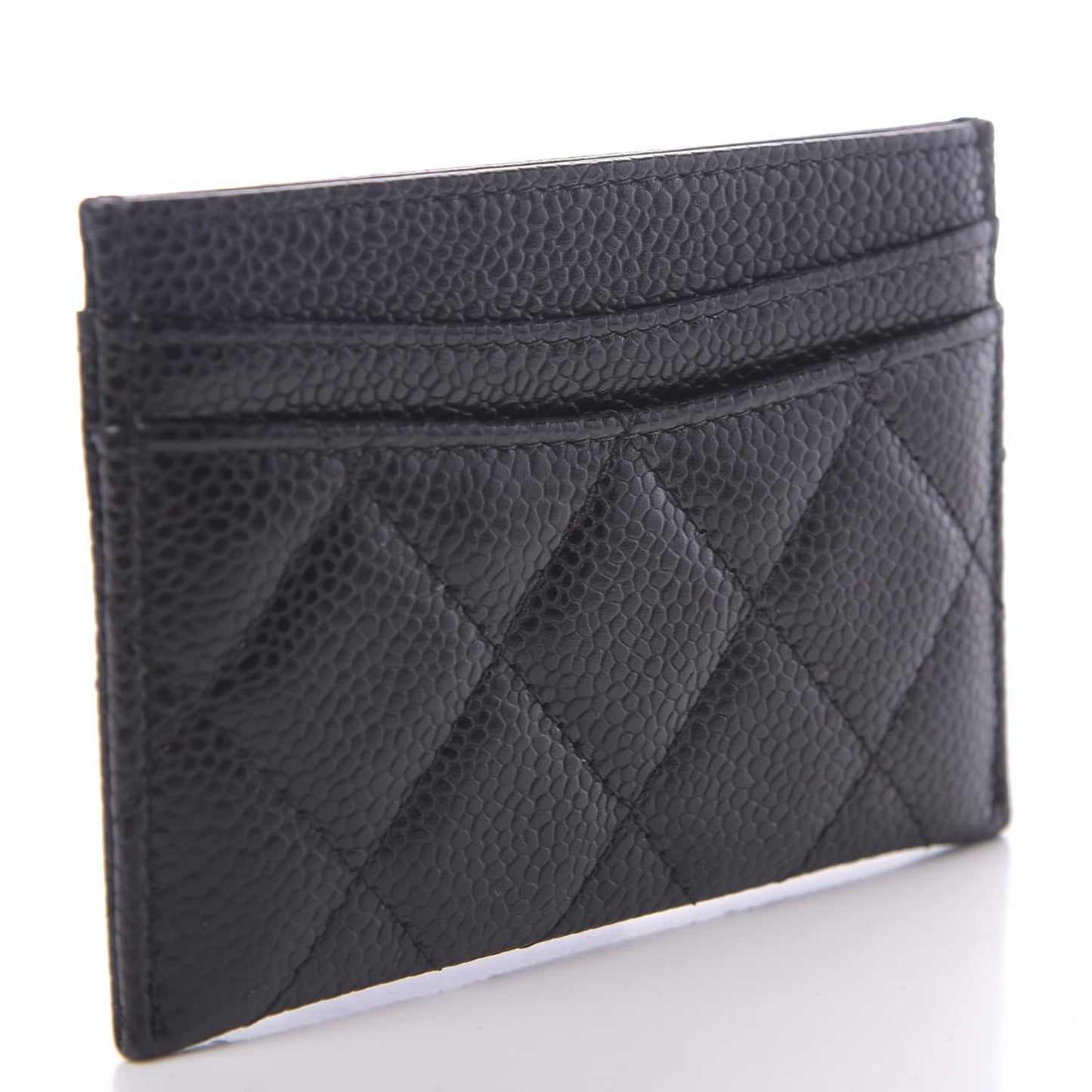 Caviar Quilted Card Holder Black