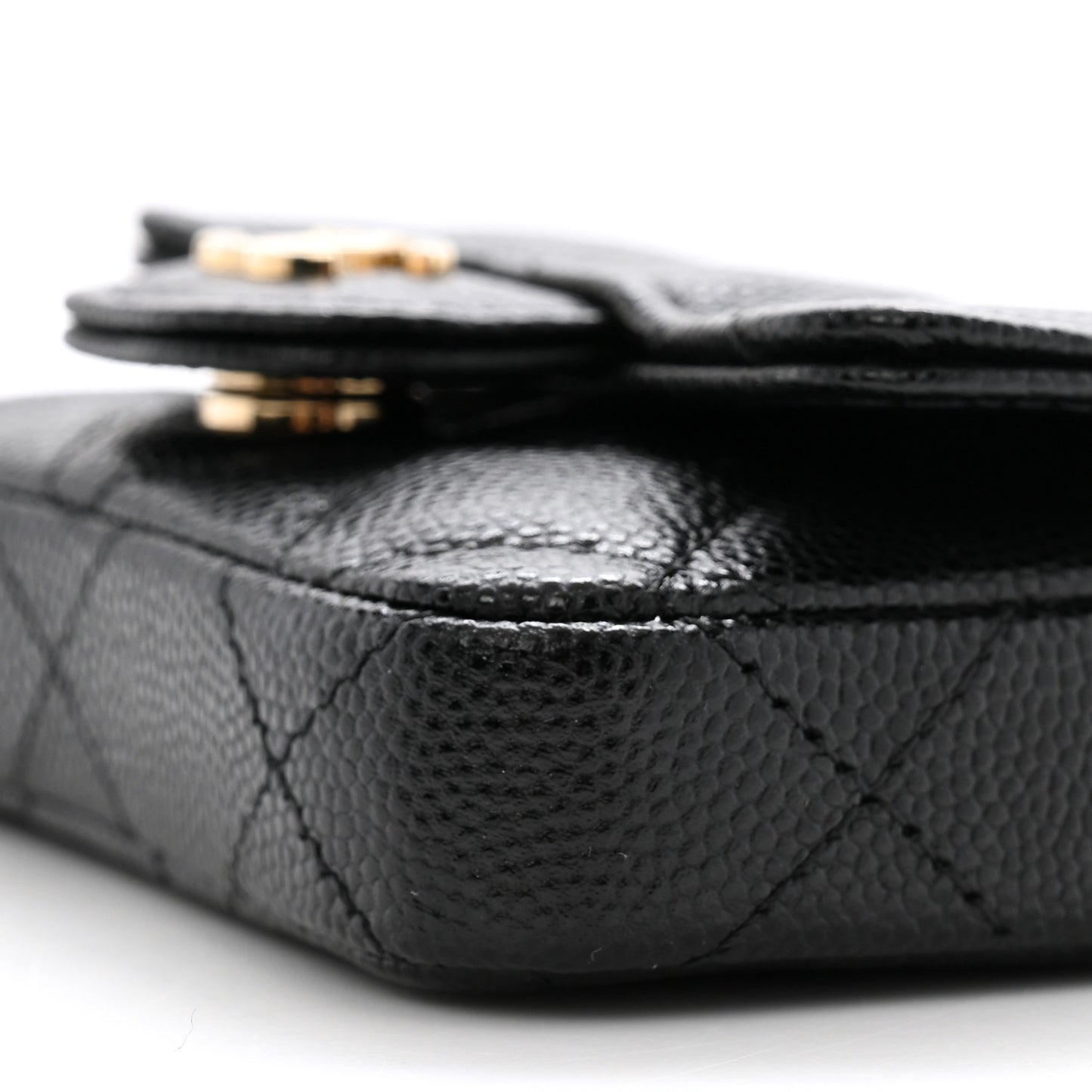 Caviar Quilted Mini Chain Belt Bag Black