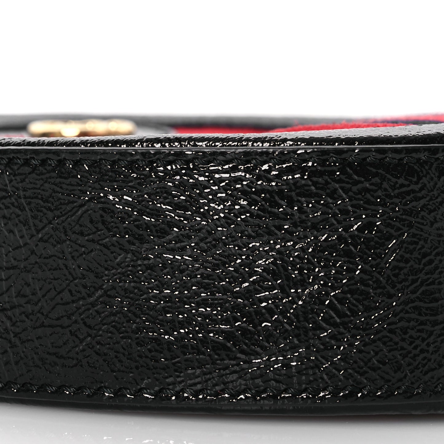 Suede Patent Web Mini Ophidia Round Shoulder Bag Hibiscus Red Black