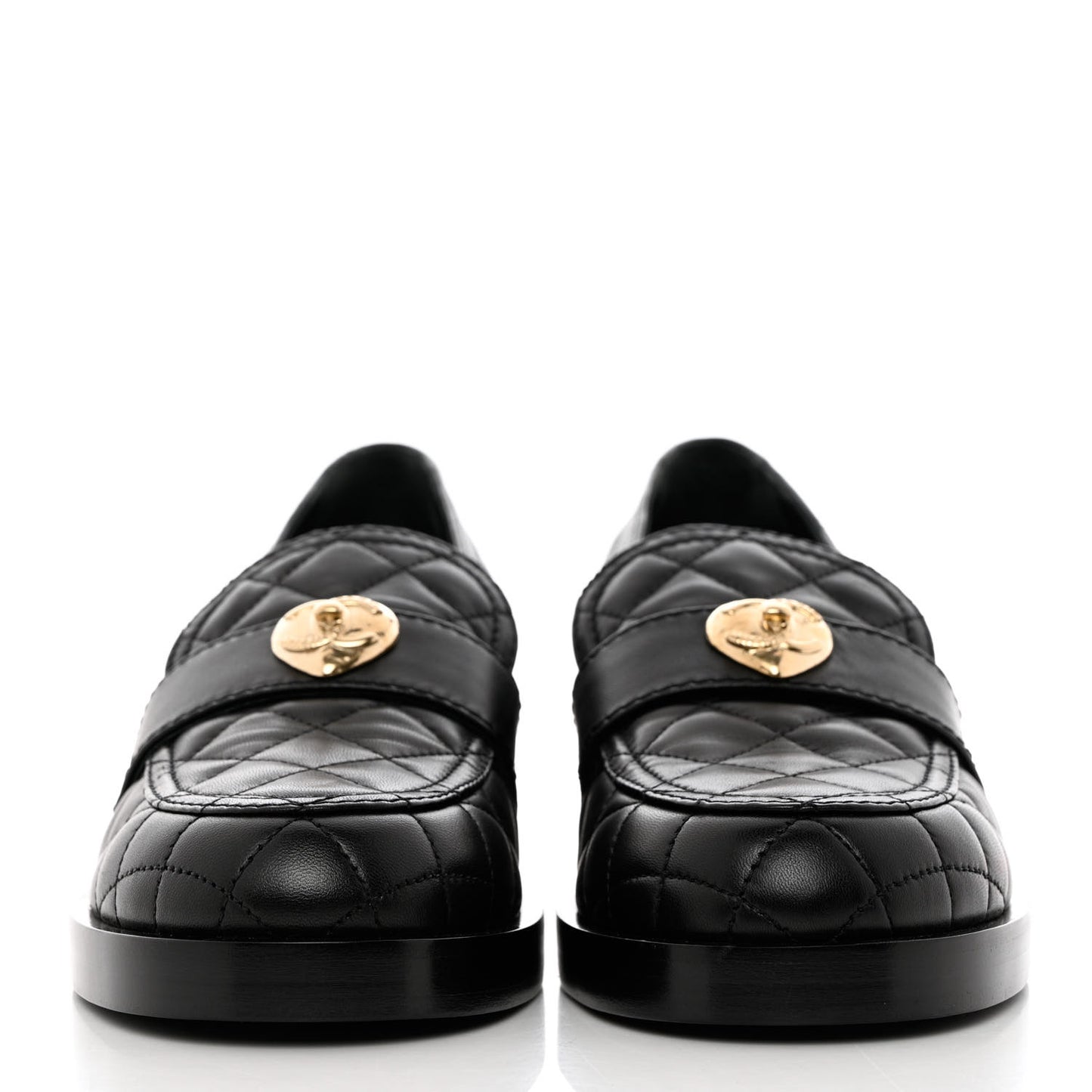 Lambskin Quilted CC Heart Loafers 40 Black