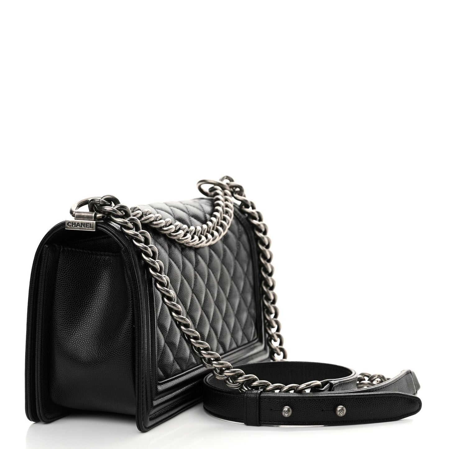 Caviar Quilted Medium Boy Flap Black