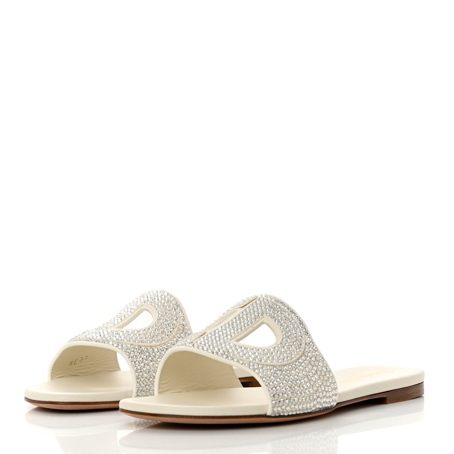 Crystal Calfskin D-Club Mule Sandal 37 White