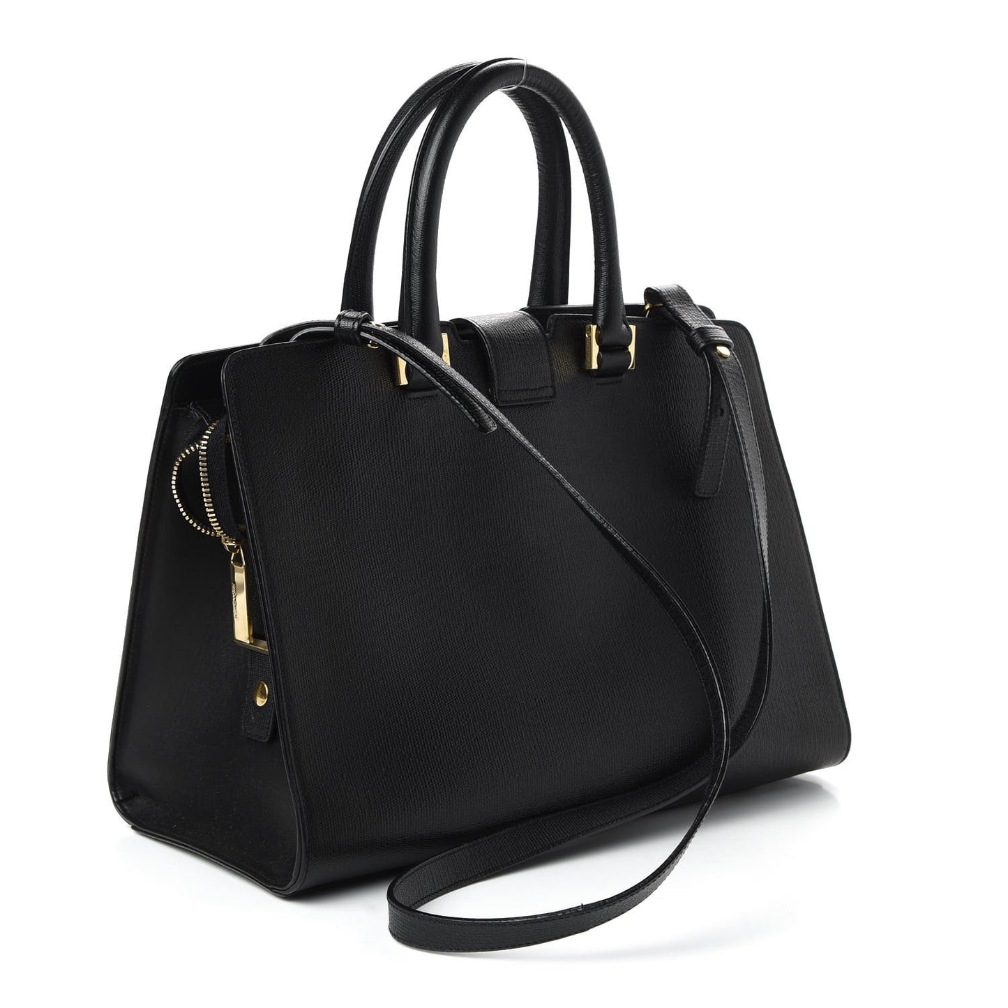 Textured Calfskin Small Classic Y Cabas Black