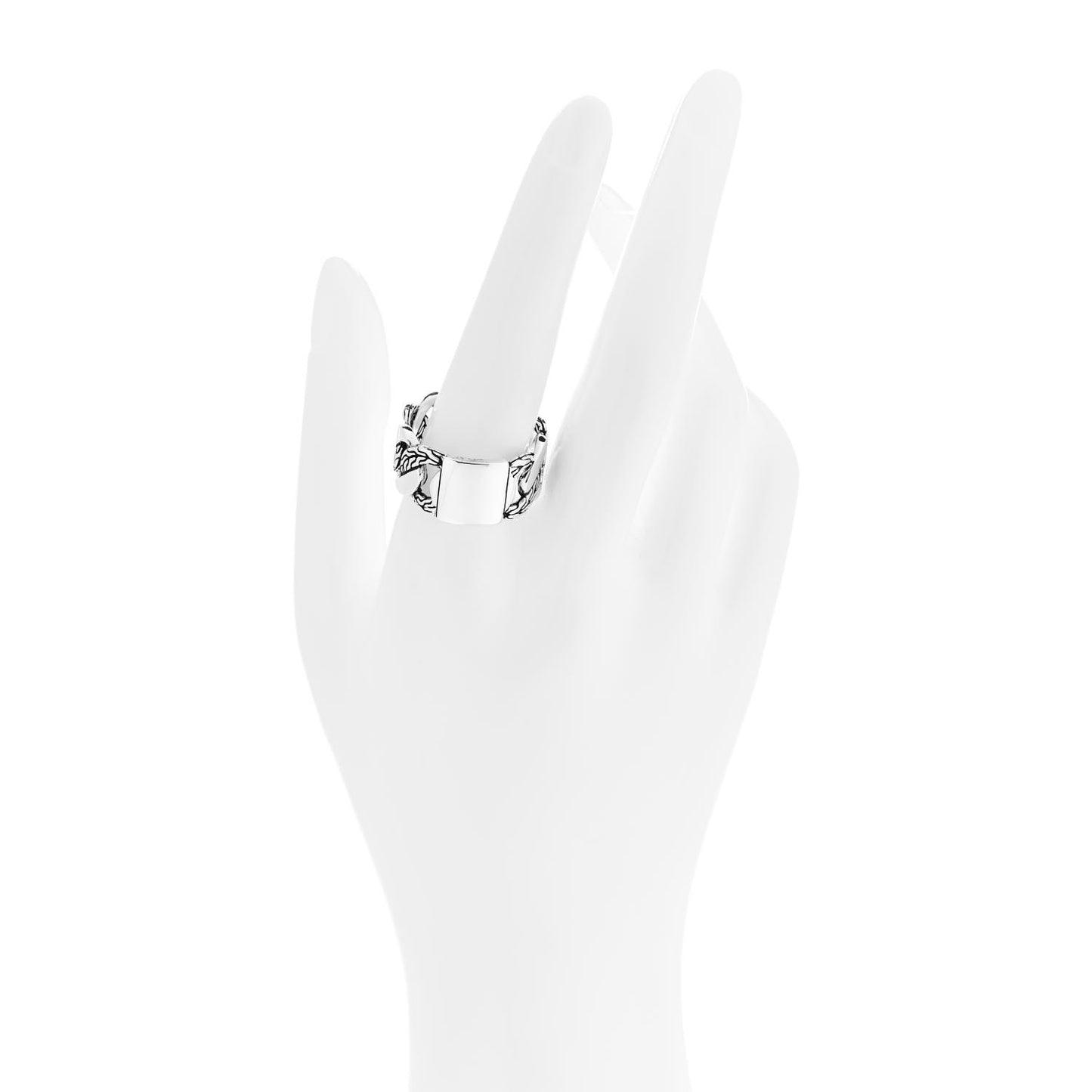 Sterling Silver Wide Classic Chain Curb Link Ring 62 10