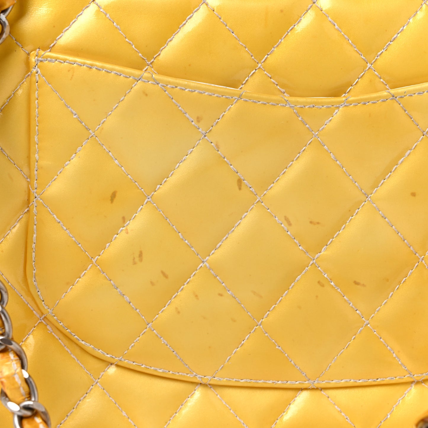 Patent Quilted Medium Double Flap Yellow