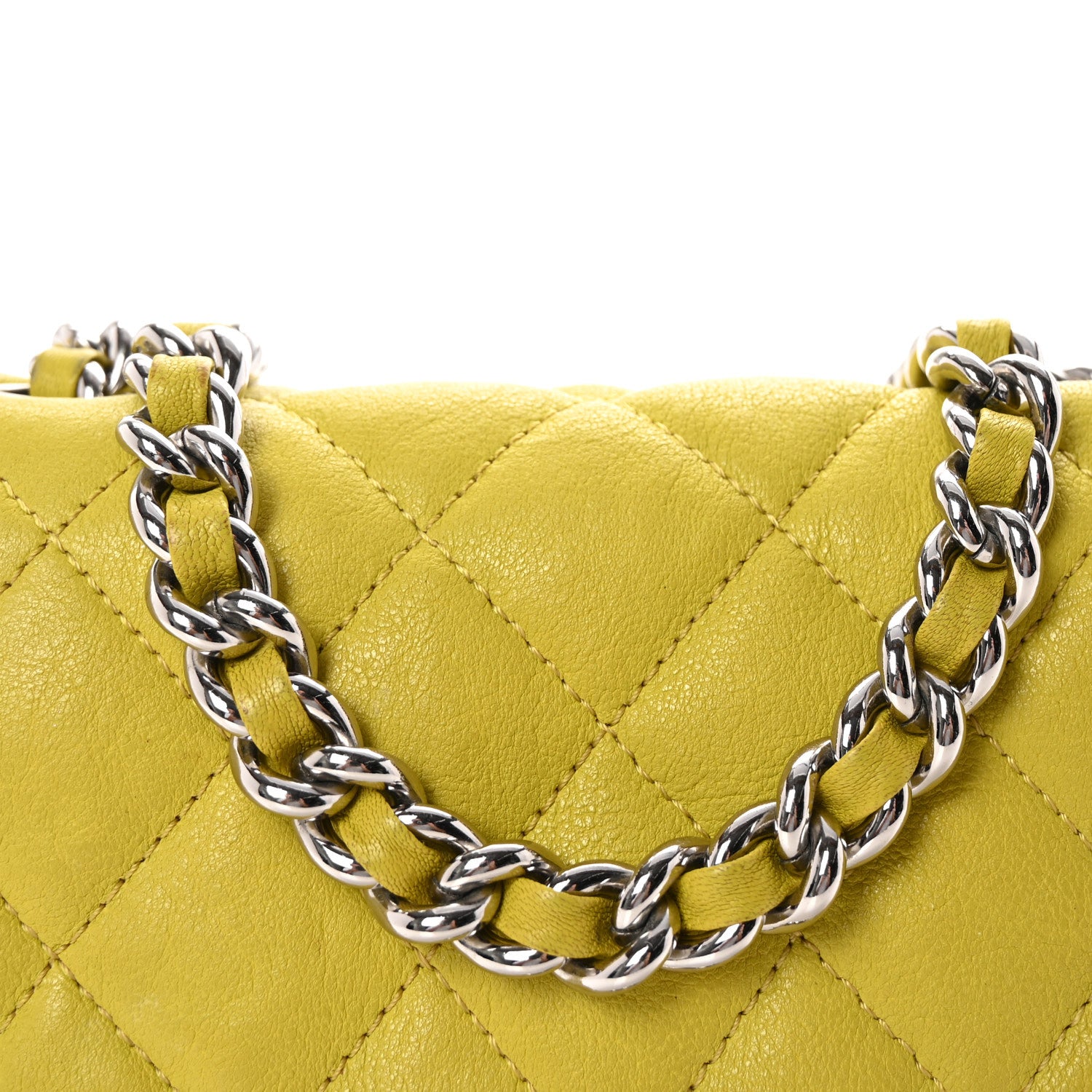 Chanel Washed Lambskin Quilted Mini Chain Around Flap Yellow 8 of 10