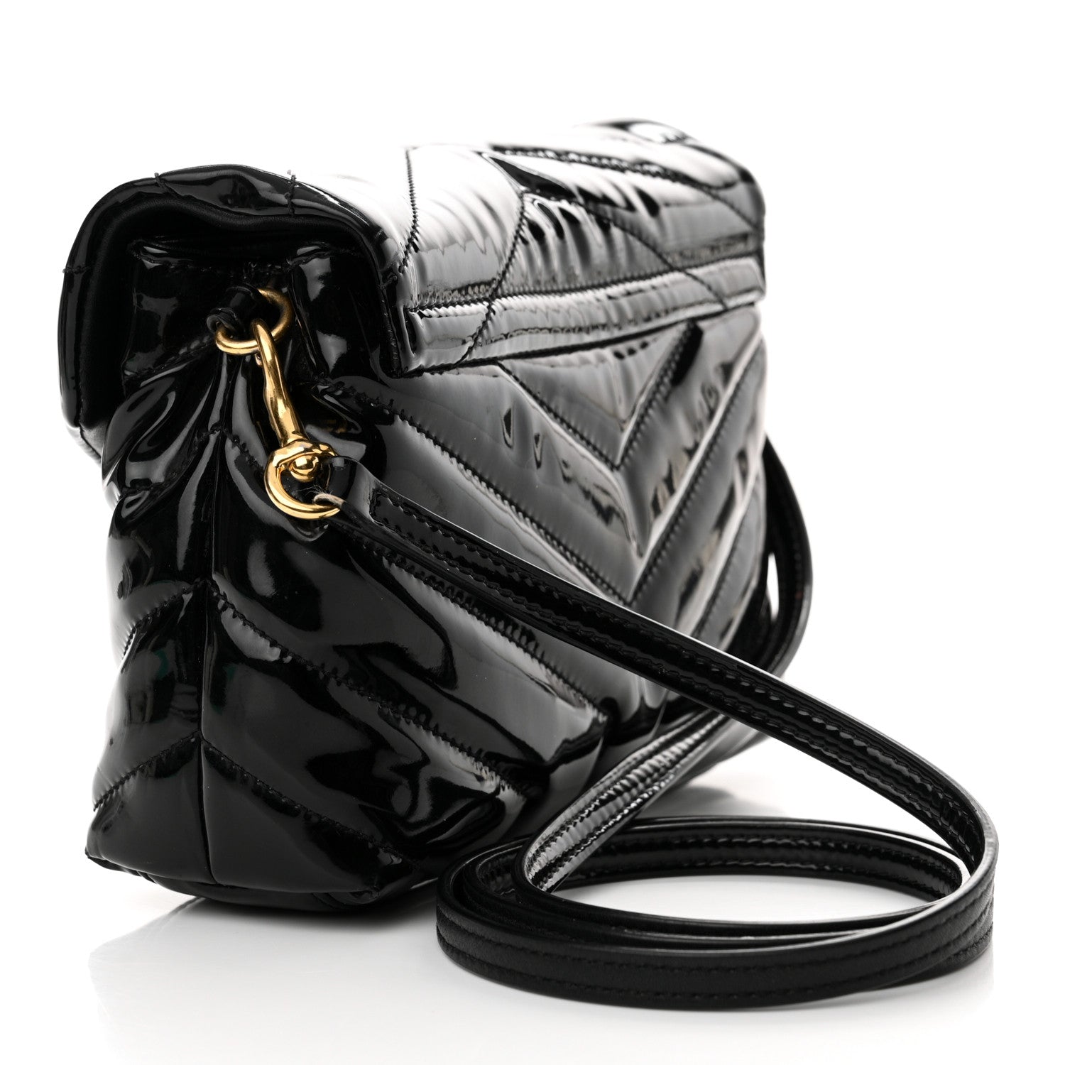Saint Laurent Patent Y Quilted Monogram Toy Loulou Crossbody Bag Black 3 of 18