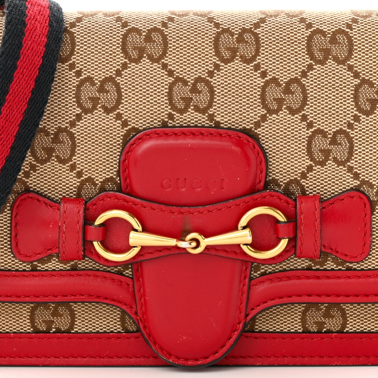 Monogram Lady Web Convertible Wallet Beige Hibiscus Red