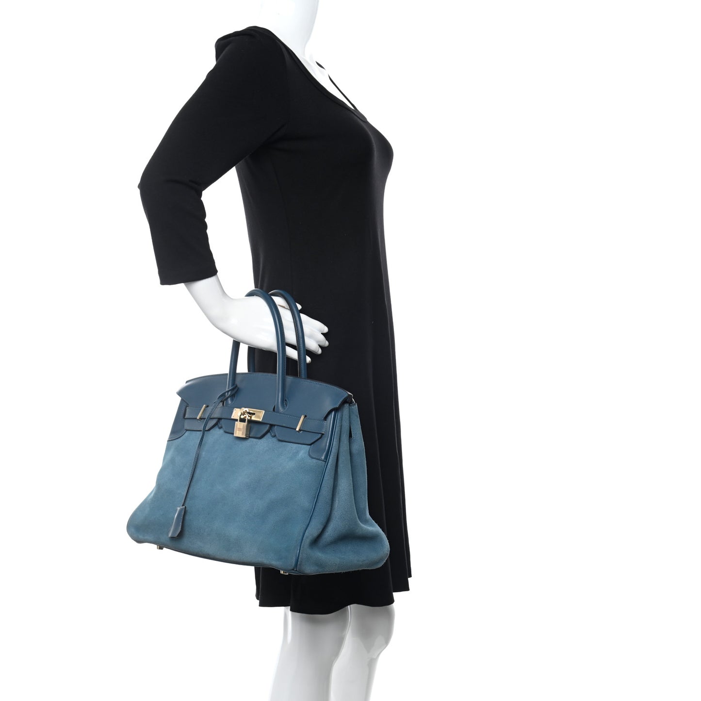 Veau Doblis Swift Grizzly Birkin 35 Bleu Tempete