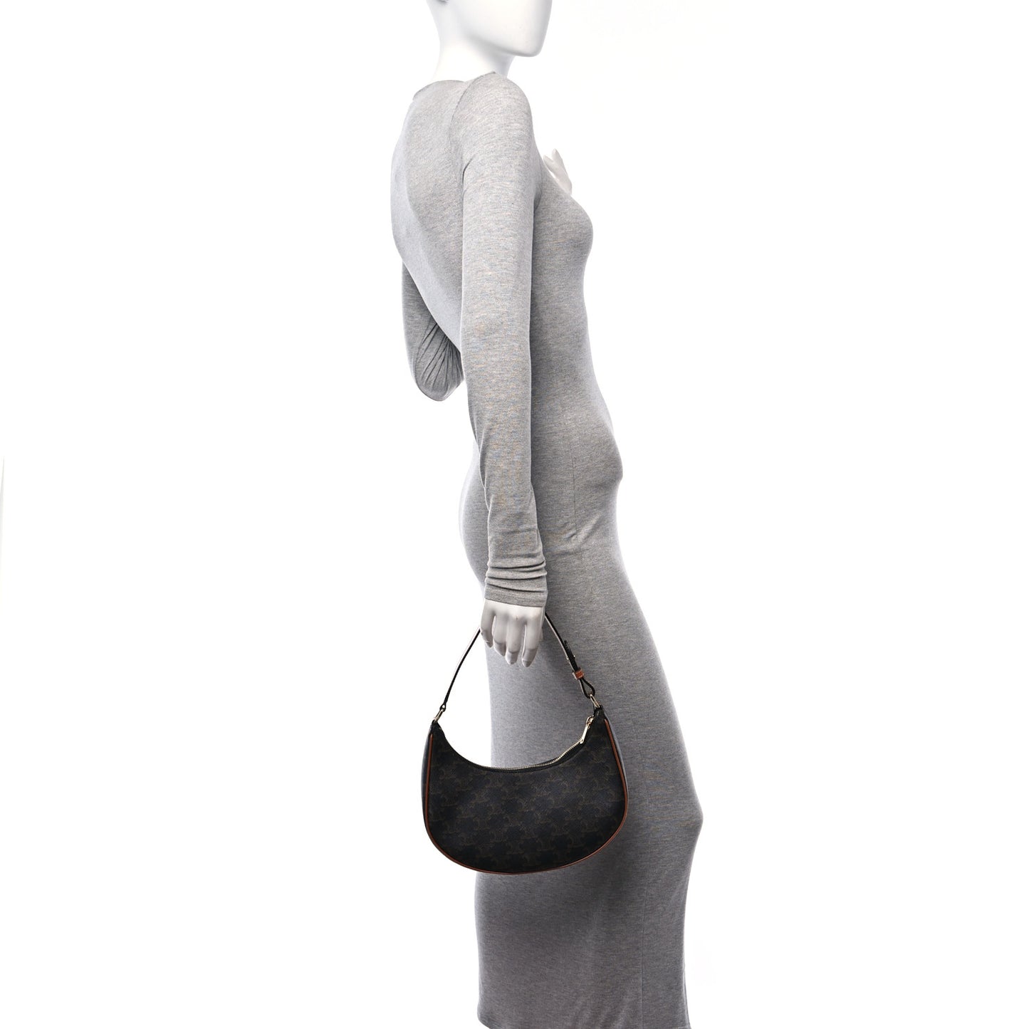 Triomphe Canvas Calfskin Ava Shoulder Bag Tan