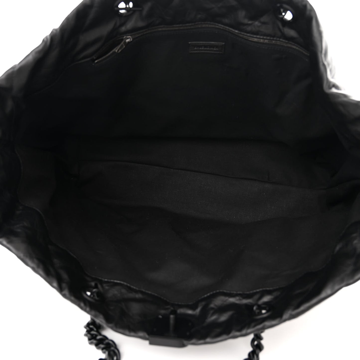 Crushed Calfskin Quilted Matte Black Hardware Large Crush Carry All Tote Bag Black