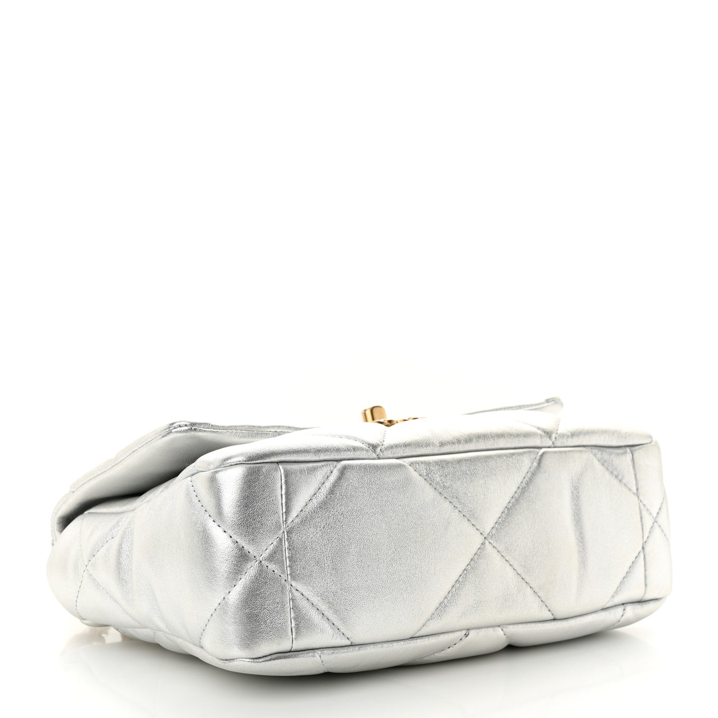 Metallic Goatskin Quilted Medium Chanel 19 Flap Silver