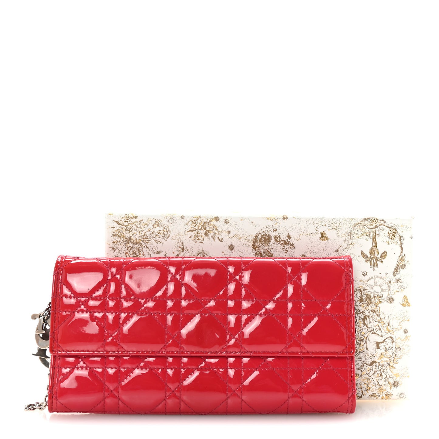 Patent Cannage Lady Dior Rendezvous Wallet On Chain Fuchsia