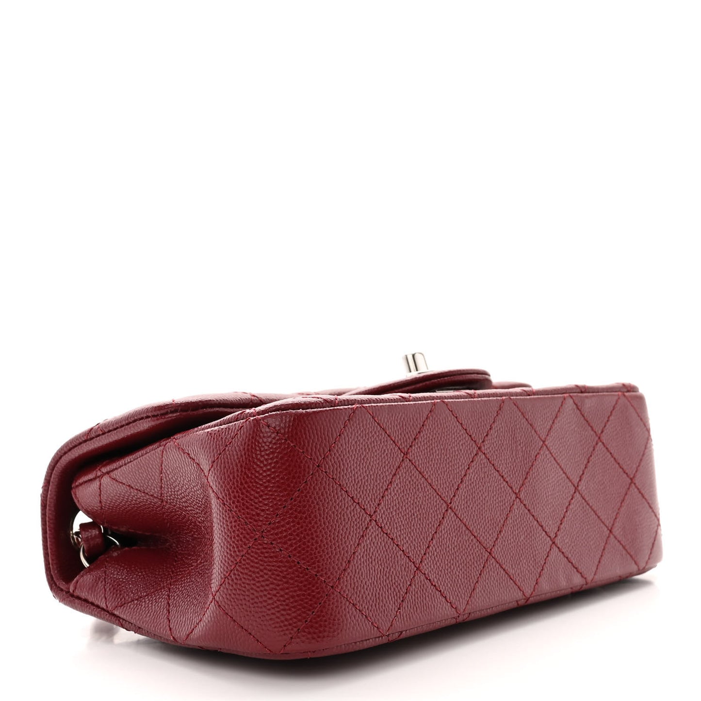 Caviar Quilted Mini Rectangular Flap Burgundy