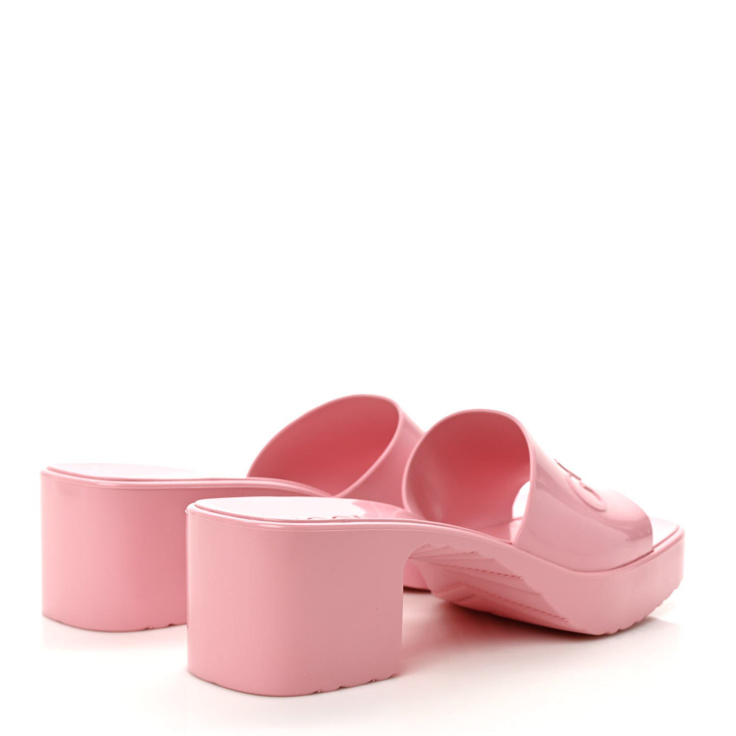 Rubber Gucci Logo Womens Platform 20/60mm Slide Sandals 35 Wild Rose