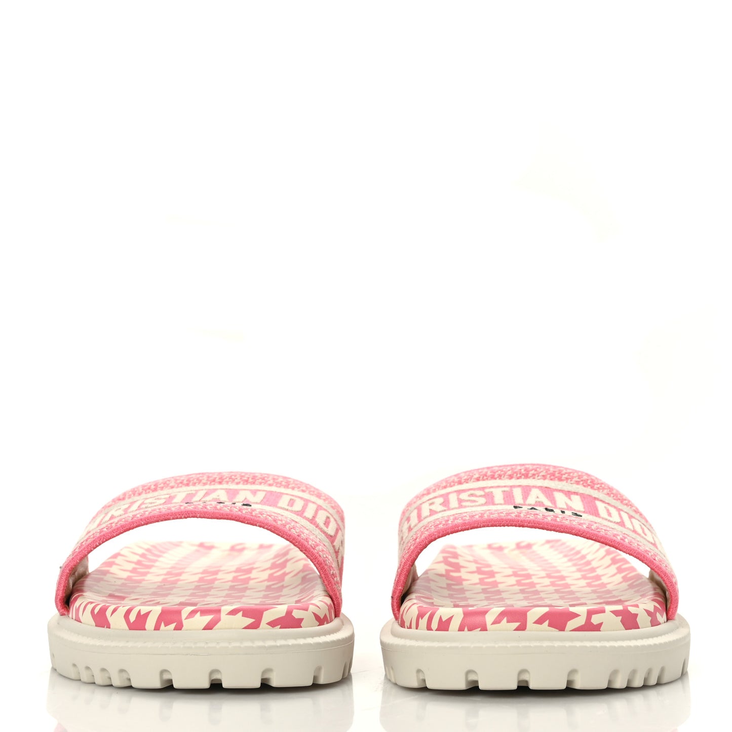 Micro PDP Cotton Houndstooth Embroidered Dway 10mm Slide Sandals 41 Peony