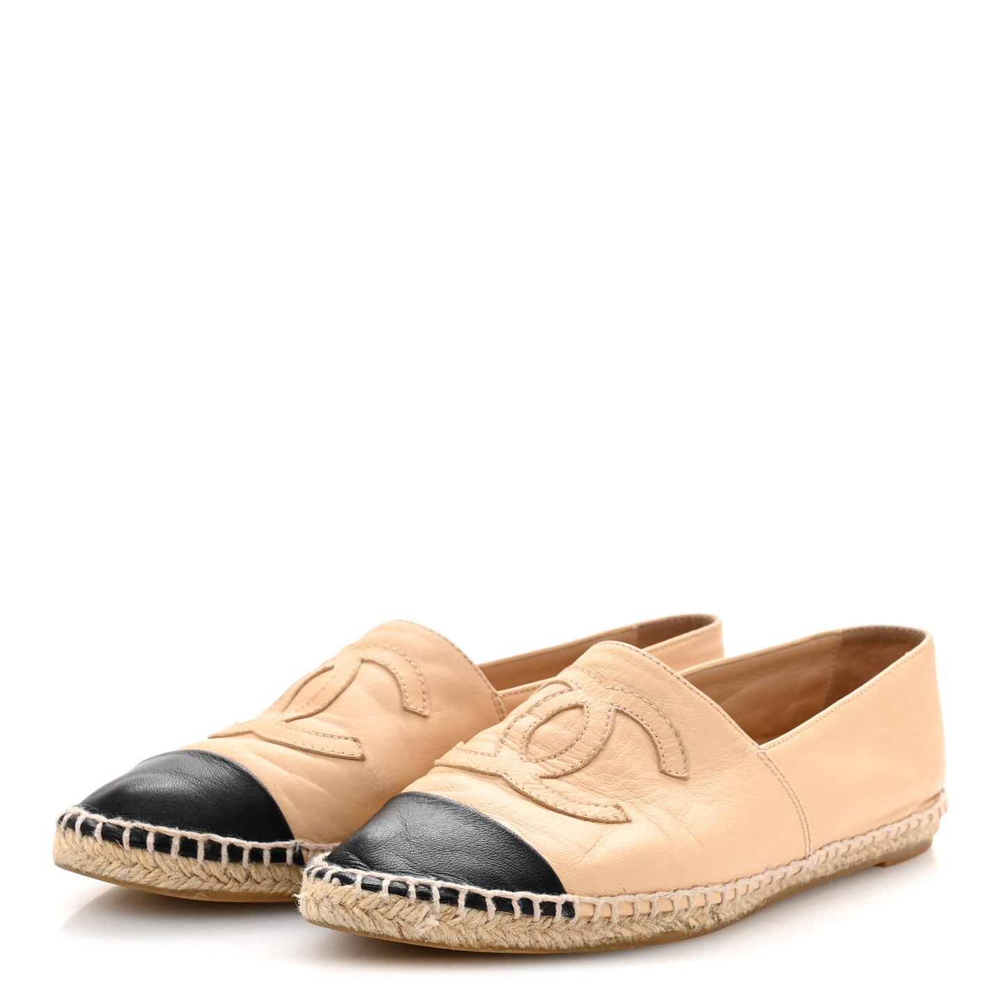 Lambskin CC Espadrilles 37 Beige Black