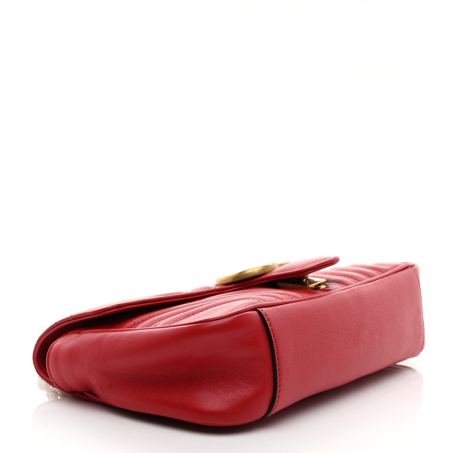 Calfskin Matelasse Small GG Marmont Shoulder Bag Hibiscus Red