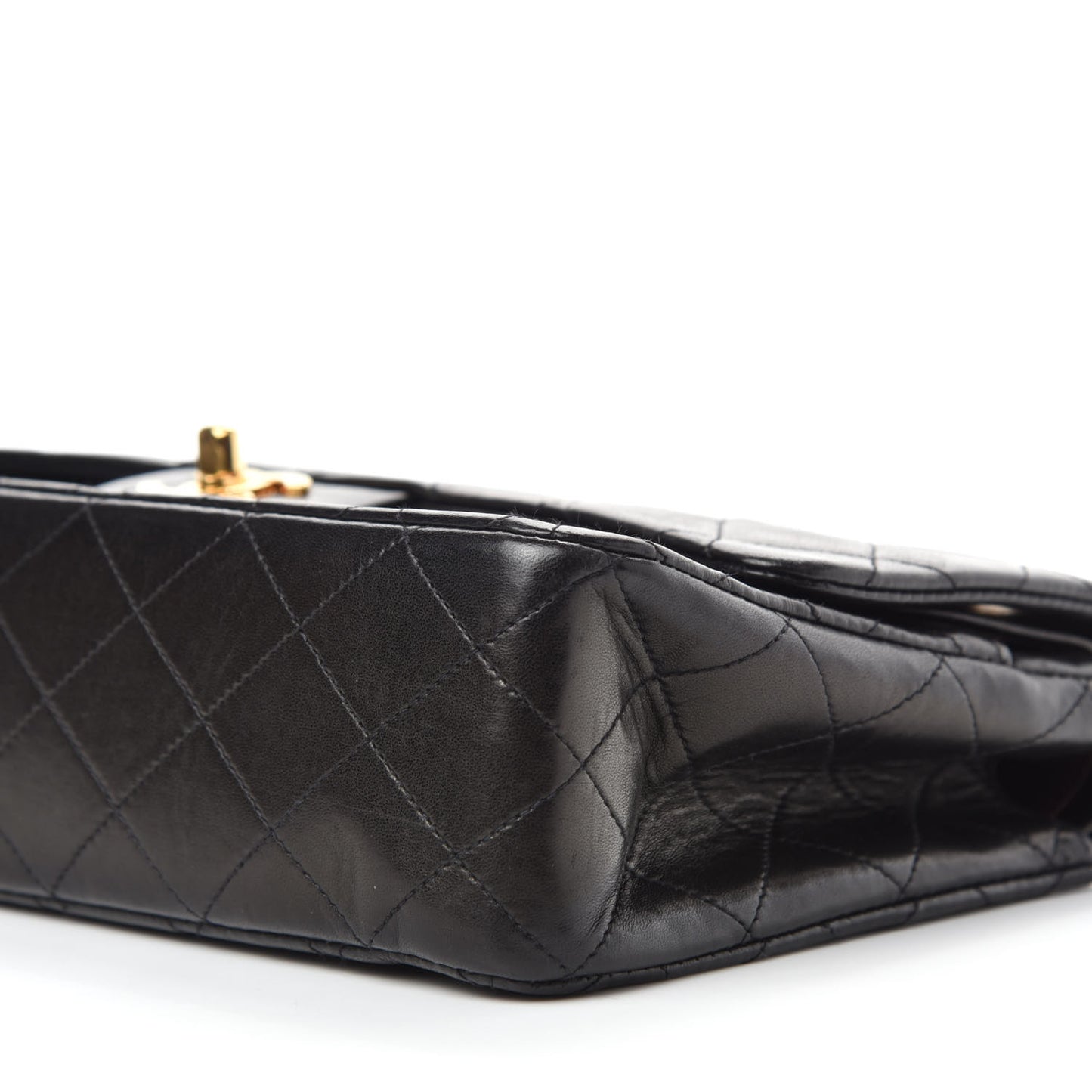 Lambskin Quilted Medium Double Flap Black
