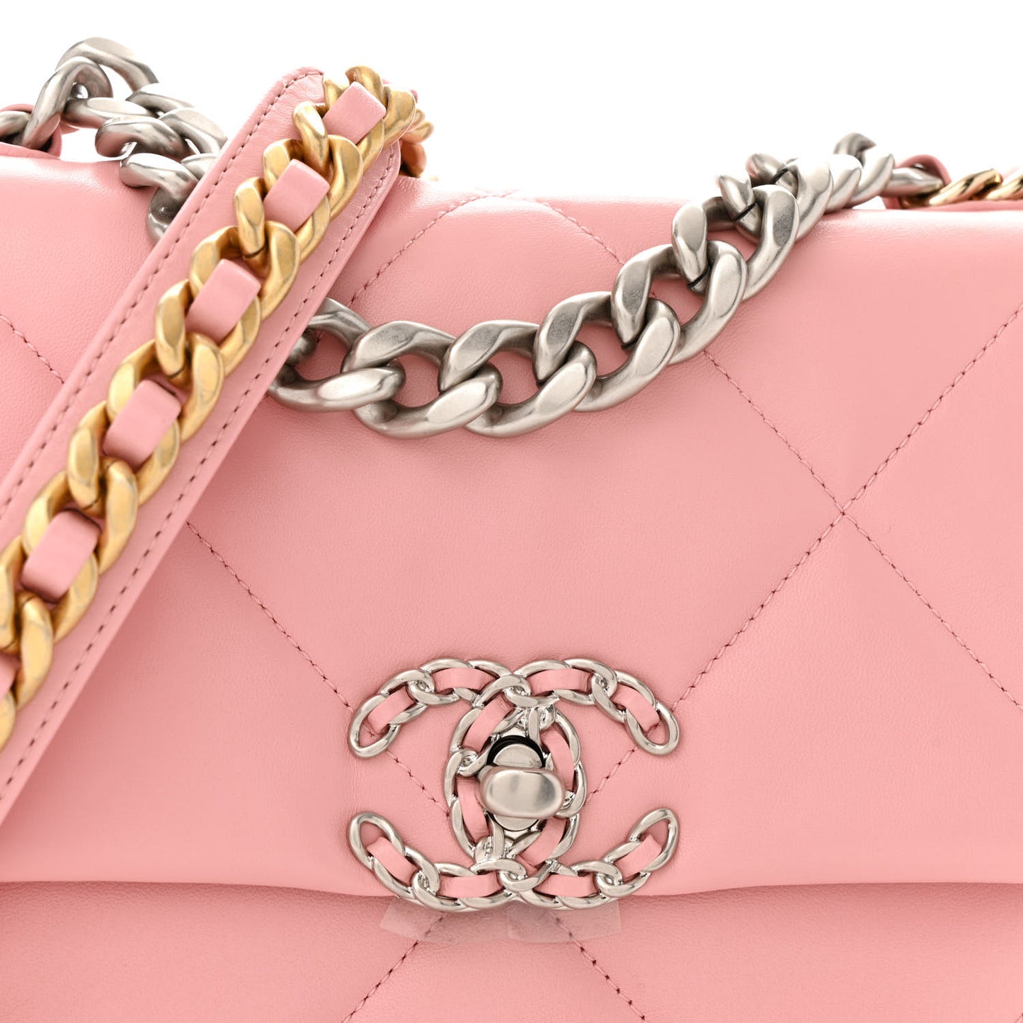 Lambskin Quilted Medium Chanel 19 Flap Light Pink