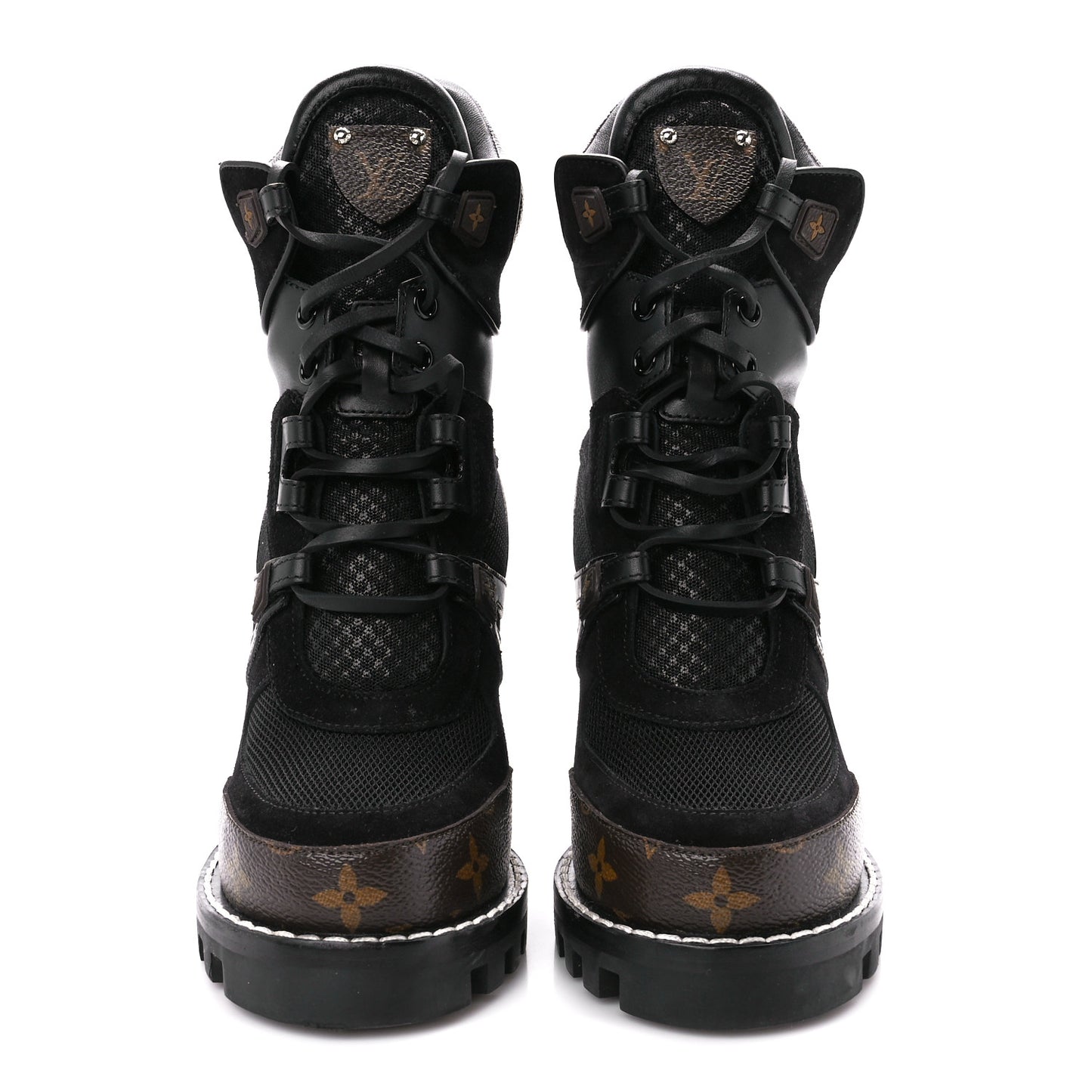Suede Calfskin Monogram Star Trail Ankle Boots 37.5 Black