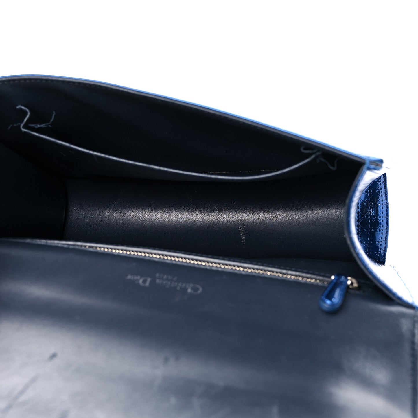 Metallic Patent Micro-Cannage Medium Diorama Flap Bag Blue