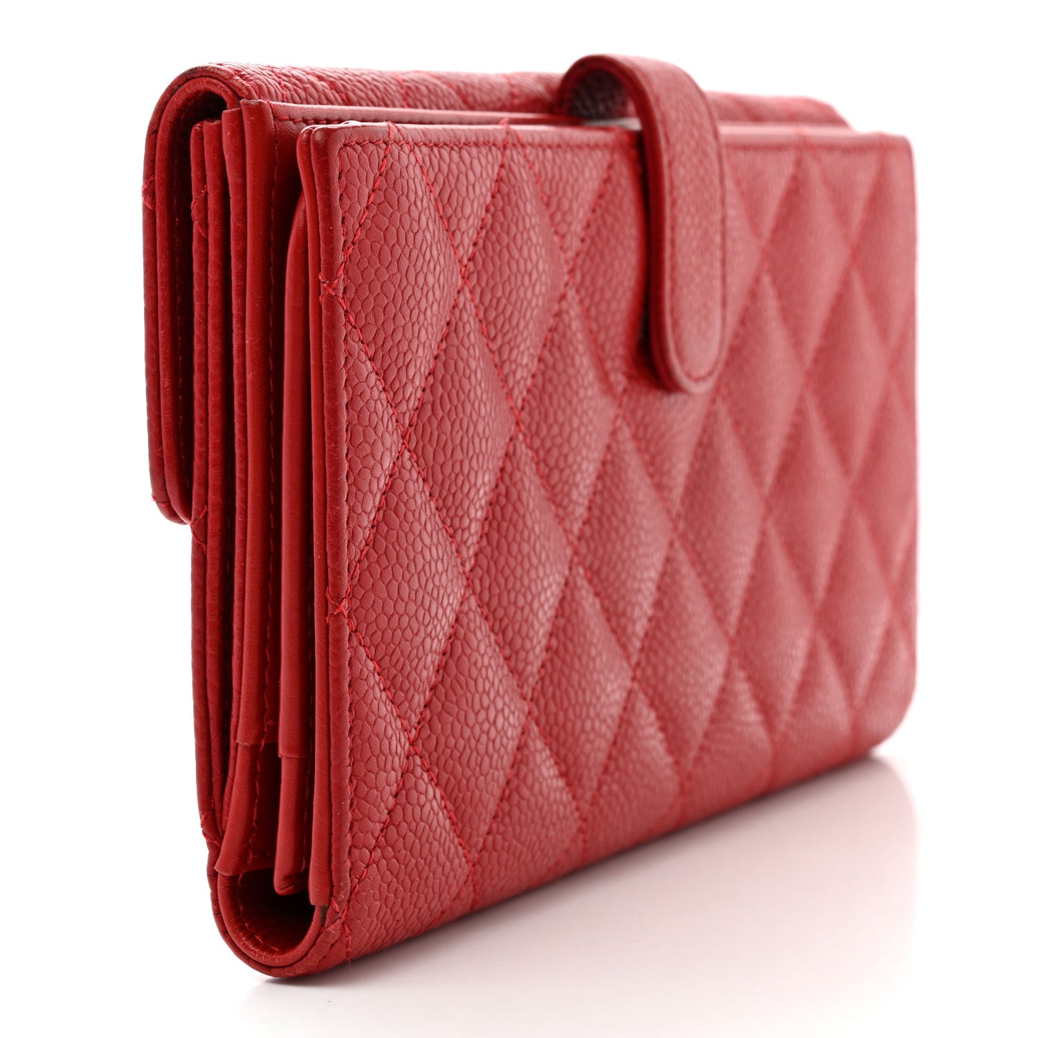 Chanel Caviar Quilted CC Long Double Wallet Red 3 of 10