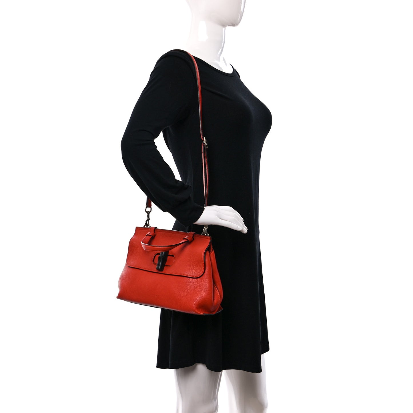 Cellarius Calfskin Small Bamboo Daily Top Handle Bag New Dark Orange