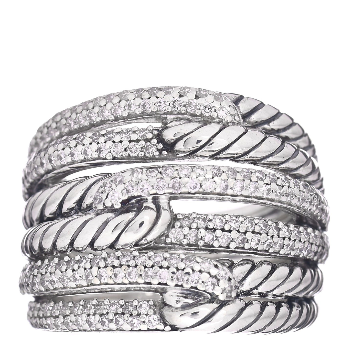 Sterling Silver Diamond 19mm Labyrinth Triple Loop Ring 52 6