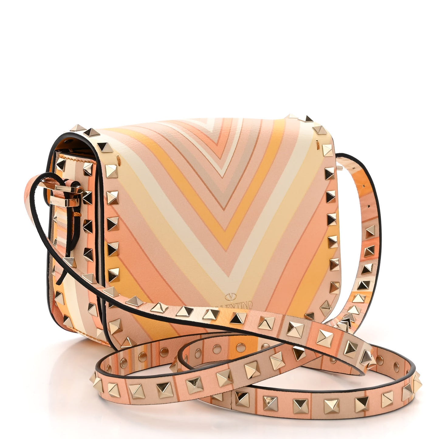 Vitello Native Couture 1975 Rockstud Crossbody Bag Mandarin Sorbet