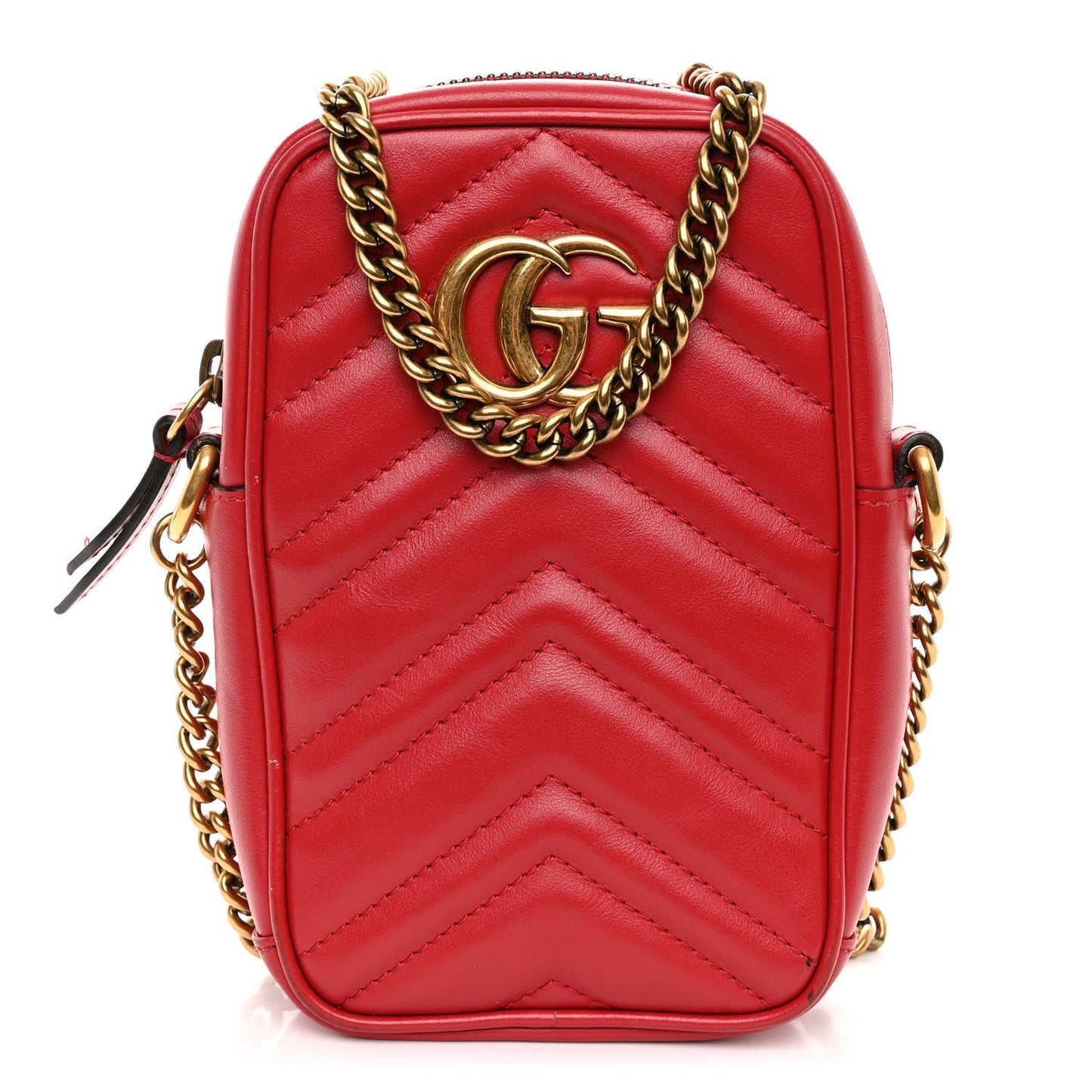Calfskin Matelasse Mini GG Marmont Crossbody Bag Hibiscus Red