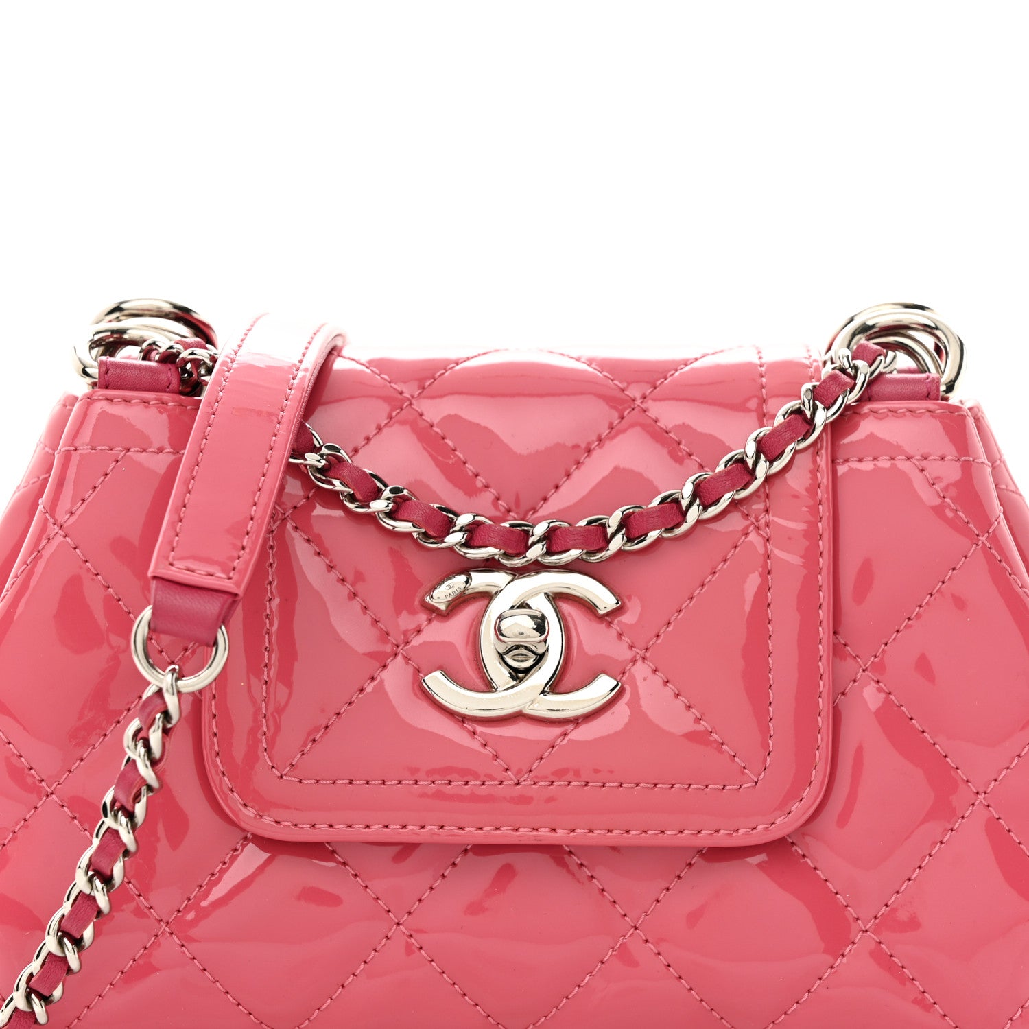 Chanel Patent Quilted Small Coco Shine Accordion Flap Pink 8 of 11