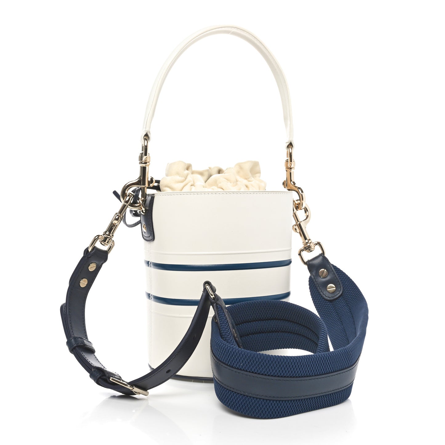 Calfskin Small Dior Vibe Bucket White Blue