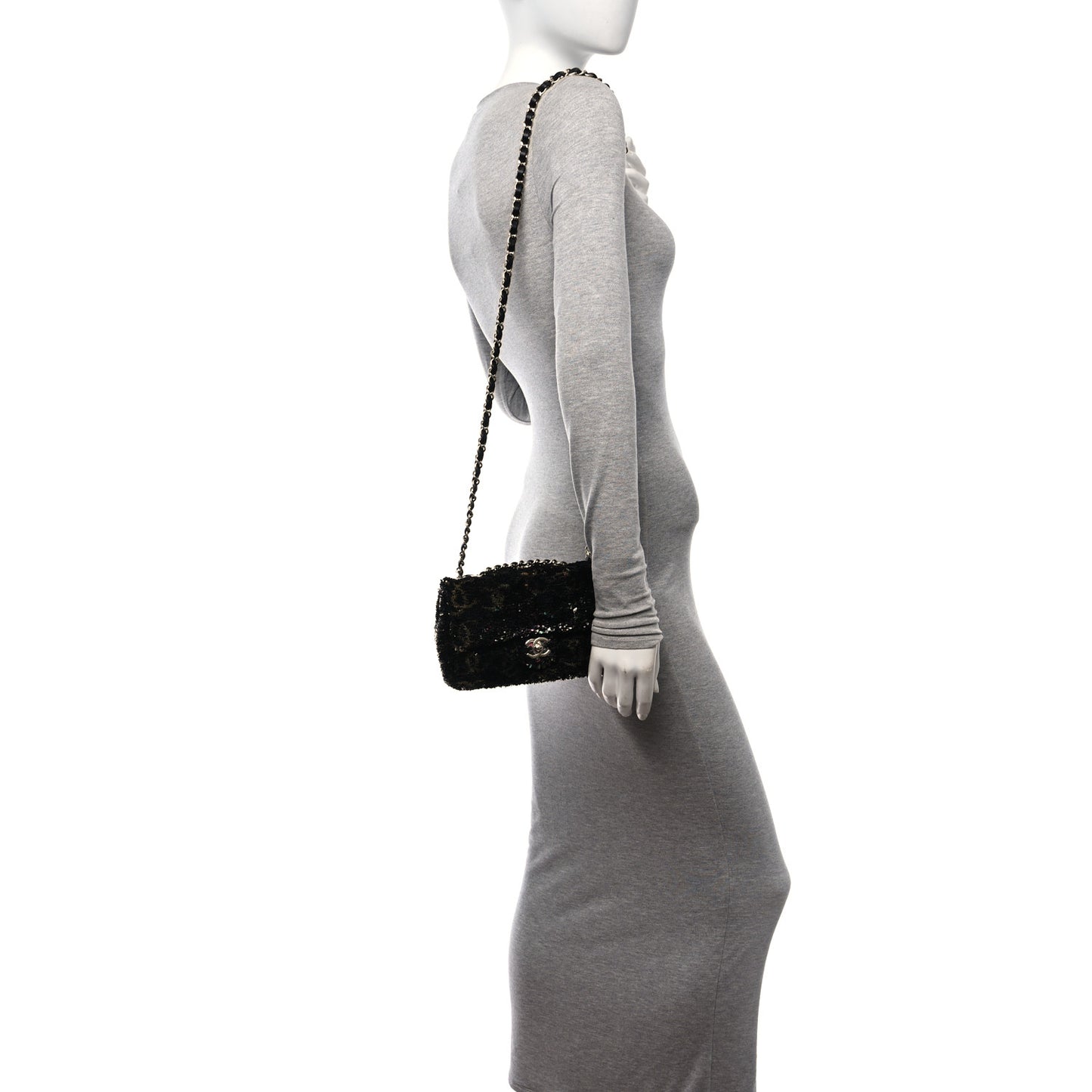 Sequin CC Small Single Flap Black Multicolor