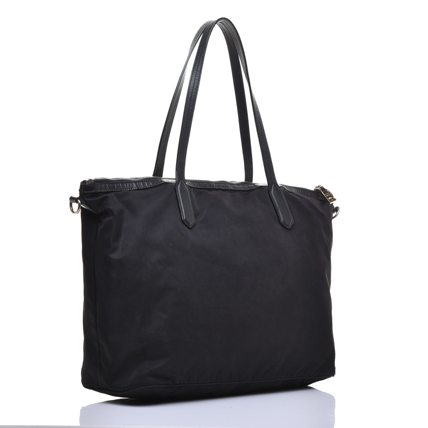 Tessuto Nylon Saffiano Shopping Tote Black