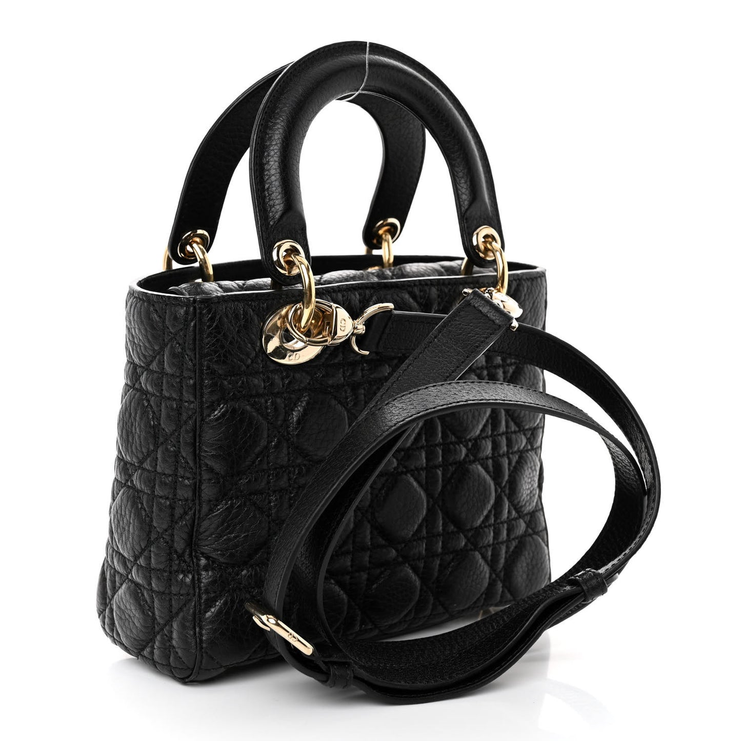 Grained Calfskin Cannage Small Lady Dior Black