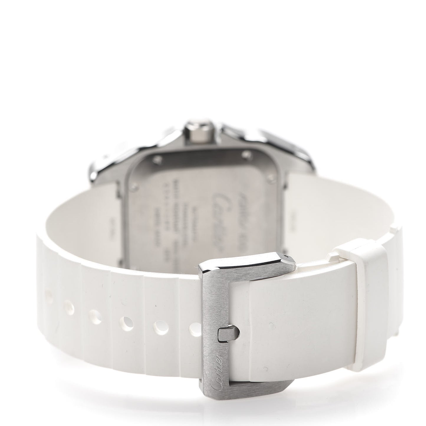 Stainless Steel Rubber 33mm Santos 100 Automatic Watch White