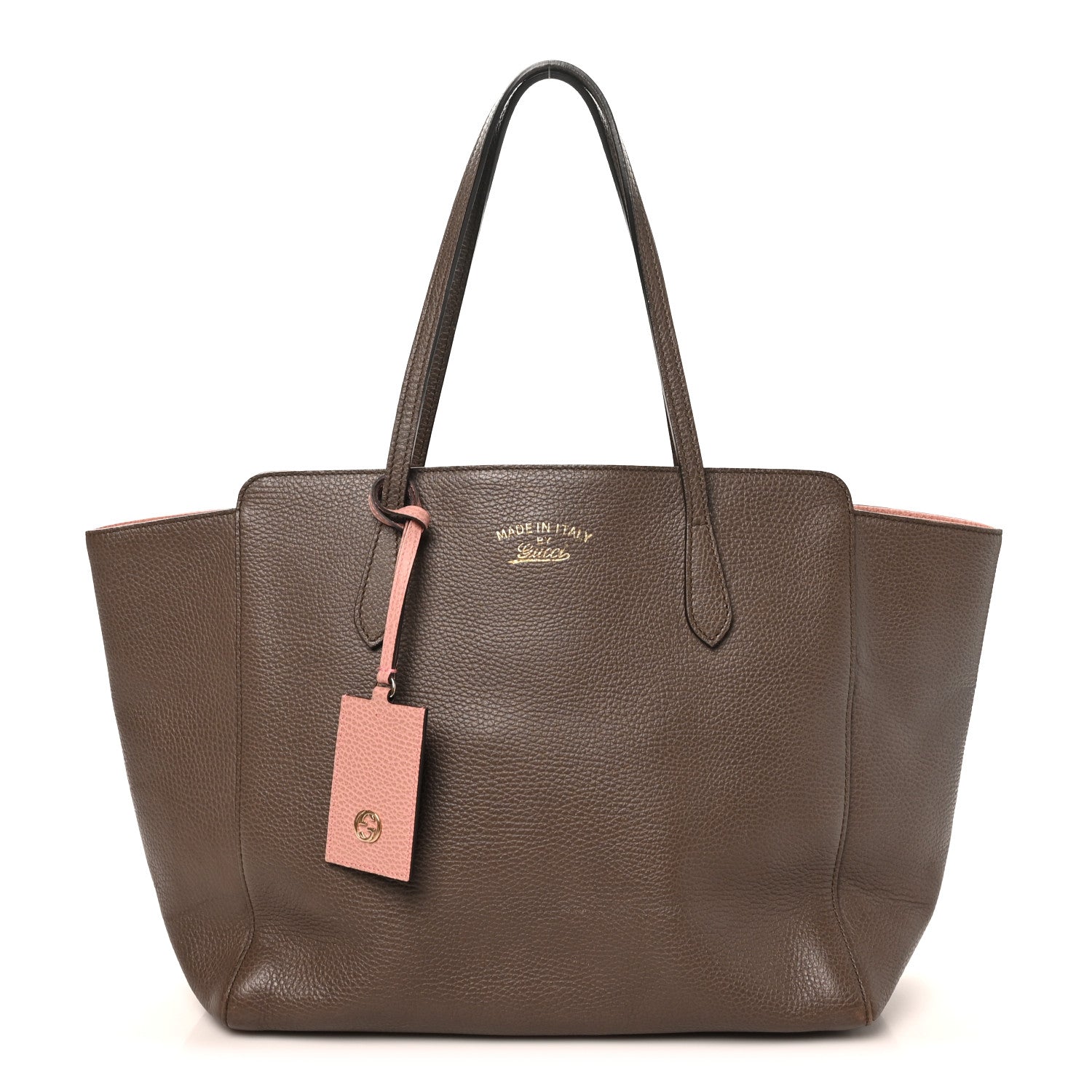Gucci Dollar Calfskin Medium Swing Tote Grey Field Soft Pink