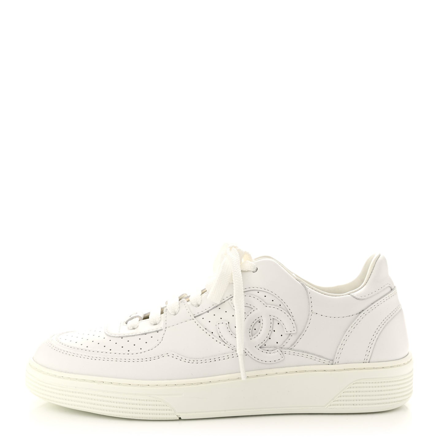 Calfskin CC Womens Sneakers 38 White