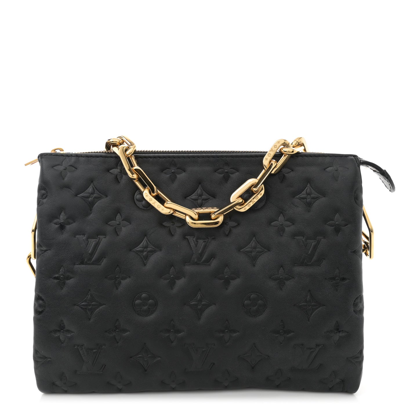 Lambskin Embossed Monogram Coussin PM Black