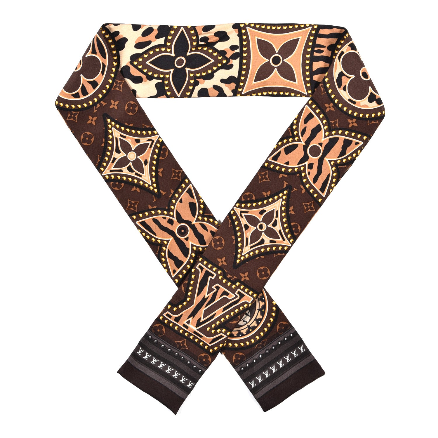 ゆう LOUIS VUITTON モノグラム　シルクスカーフ Louis Vuitton Silk Monogram LV World Bandeau Brown 1075961