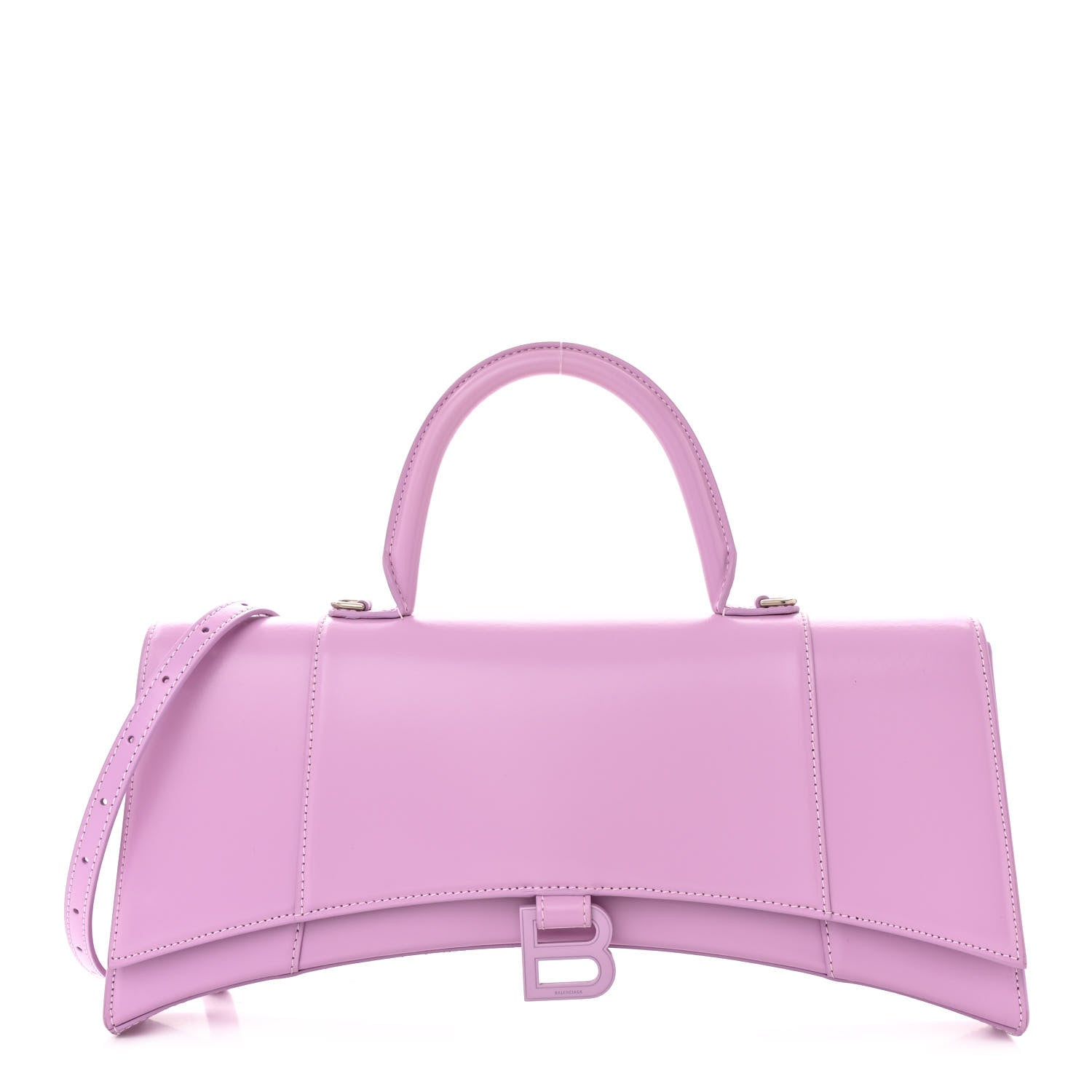 Balenciaga Shiny Box Calfskin Tonal B Hourglass Stretch Top Handle Bag Lilac 1 of 11