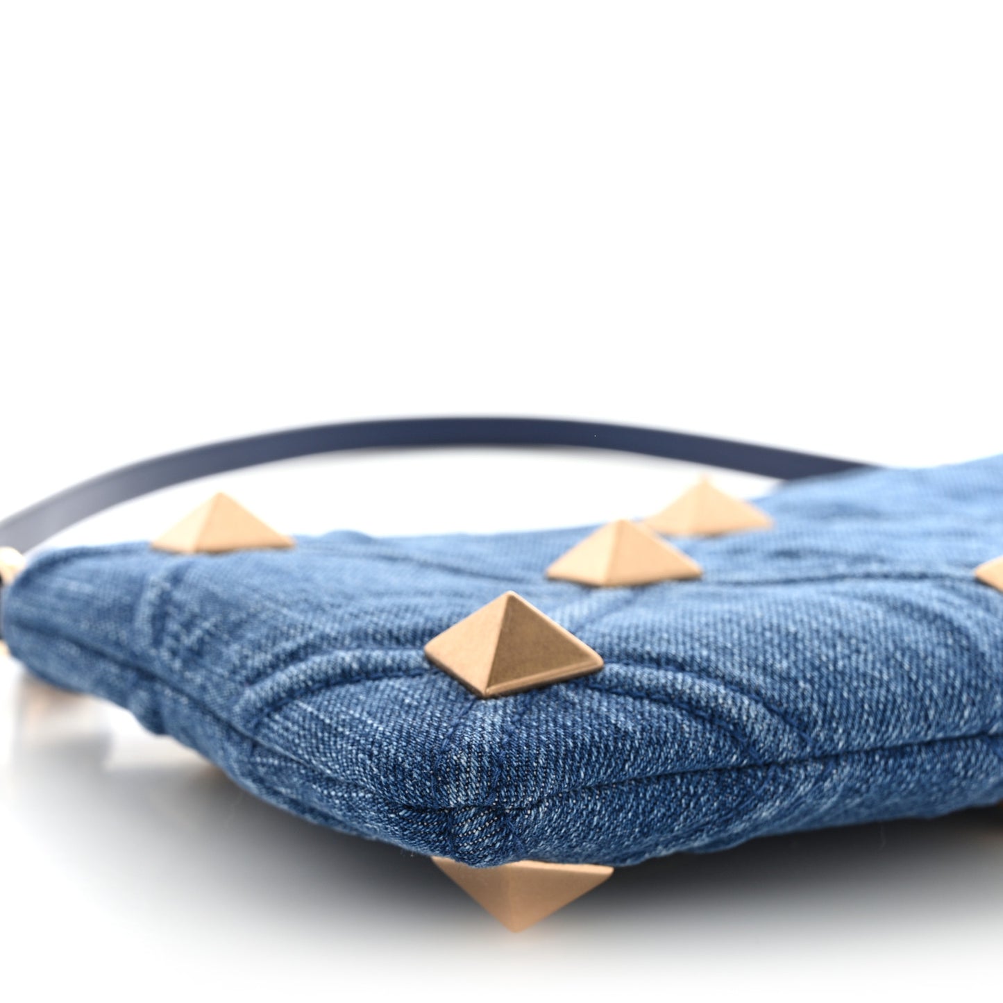 Denim Roman Stud Zip Pouch Denim