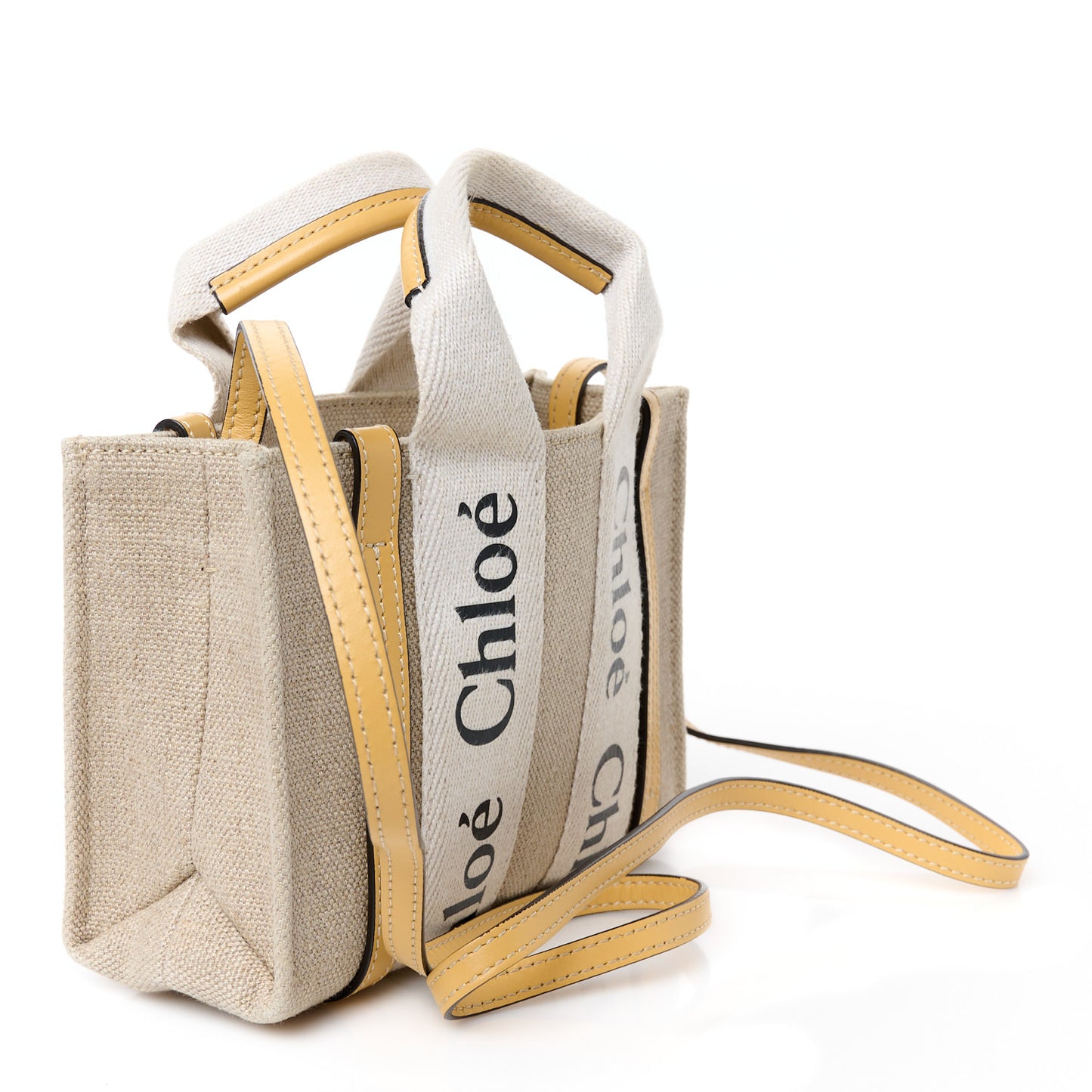 Cotton Calfskin Mini Woody Ribbon Tote Honey Gold