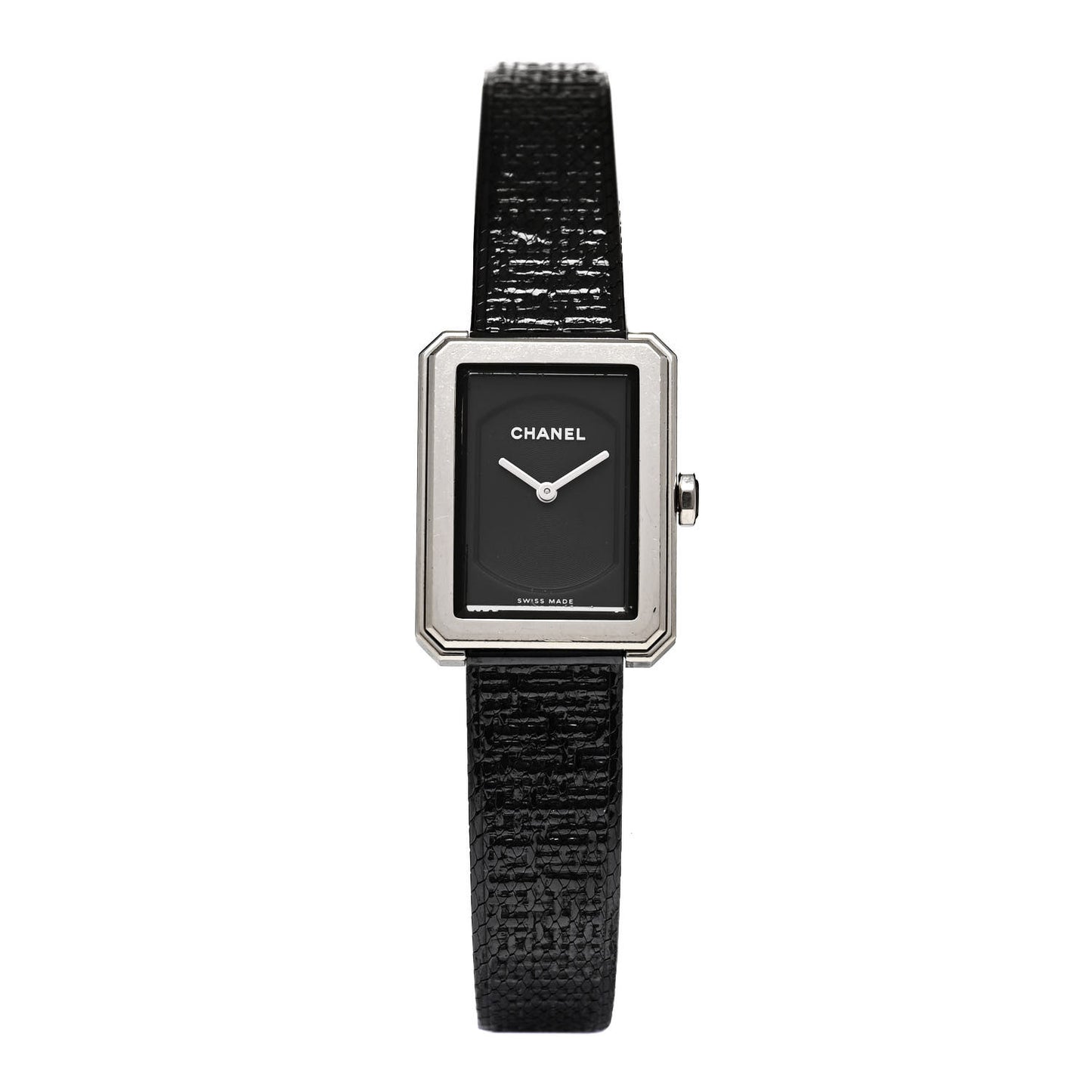 Stainless Steel Calfskin 21mm Boy-Friend Tweed Quartz Watch Black