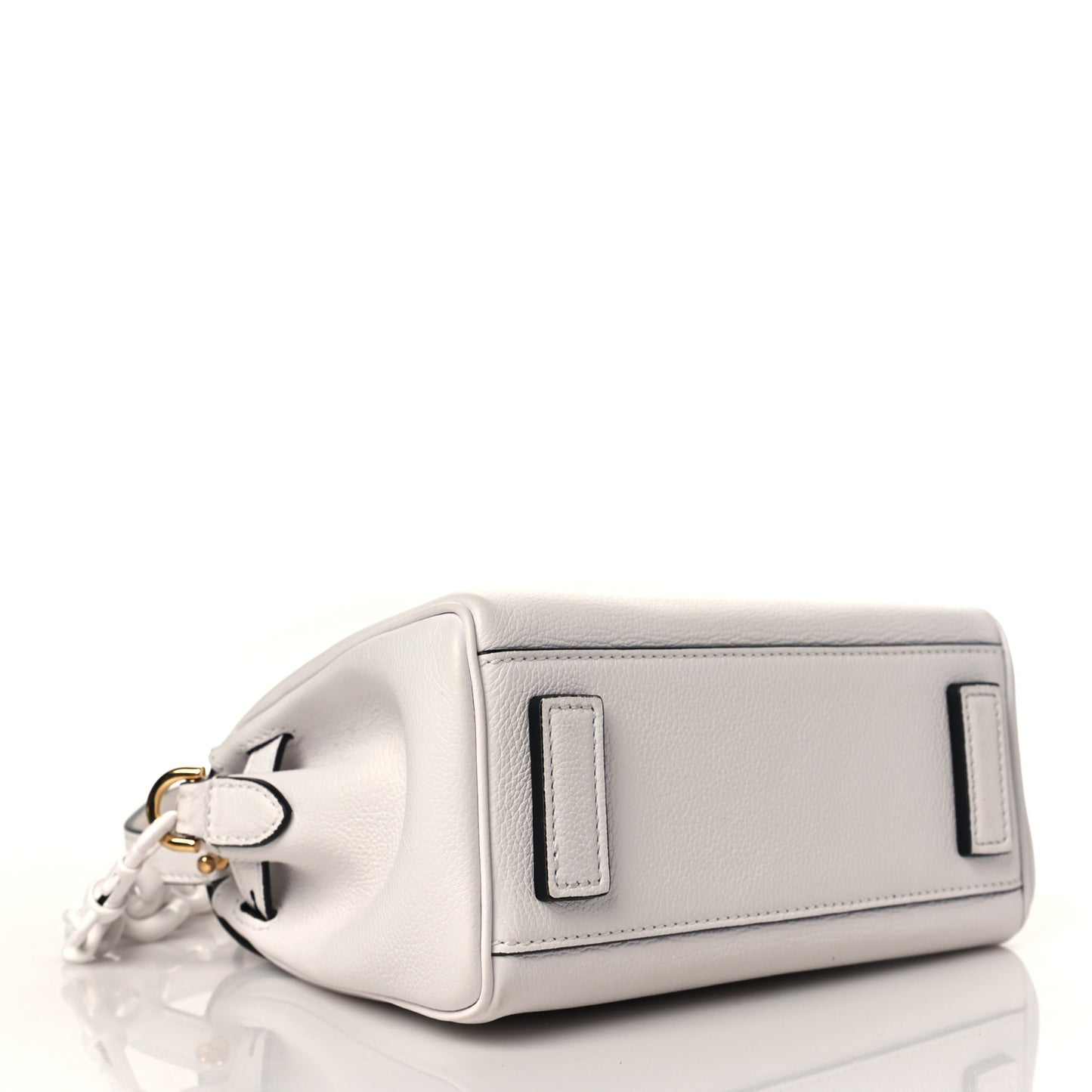 Grained Calfskin Small La Medusa Top Handle Bag White