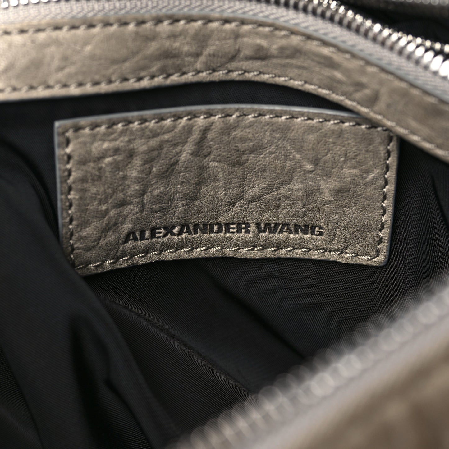 Pebbled Lambskin Rocco Grey Silver Hardware